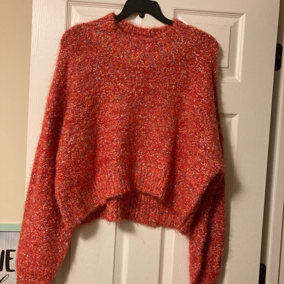 Free People Cozy Knit Sweater Flame Combo Color Size XL - Picture 6 of 12
